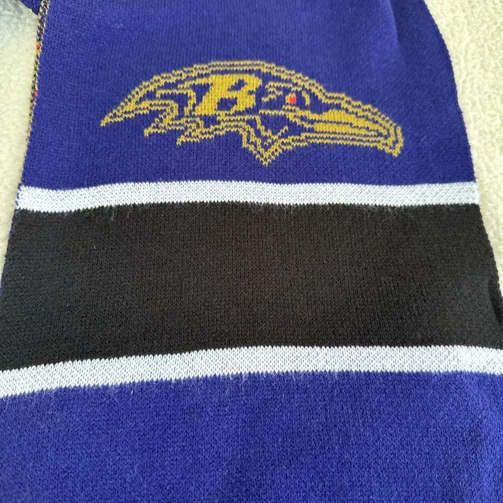 Baltimore Ravens NFL Knitted Mascot Scarf Lot Of 2  58”x 7